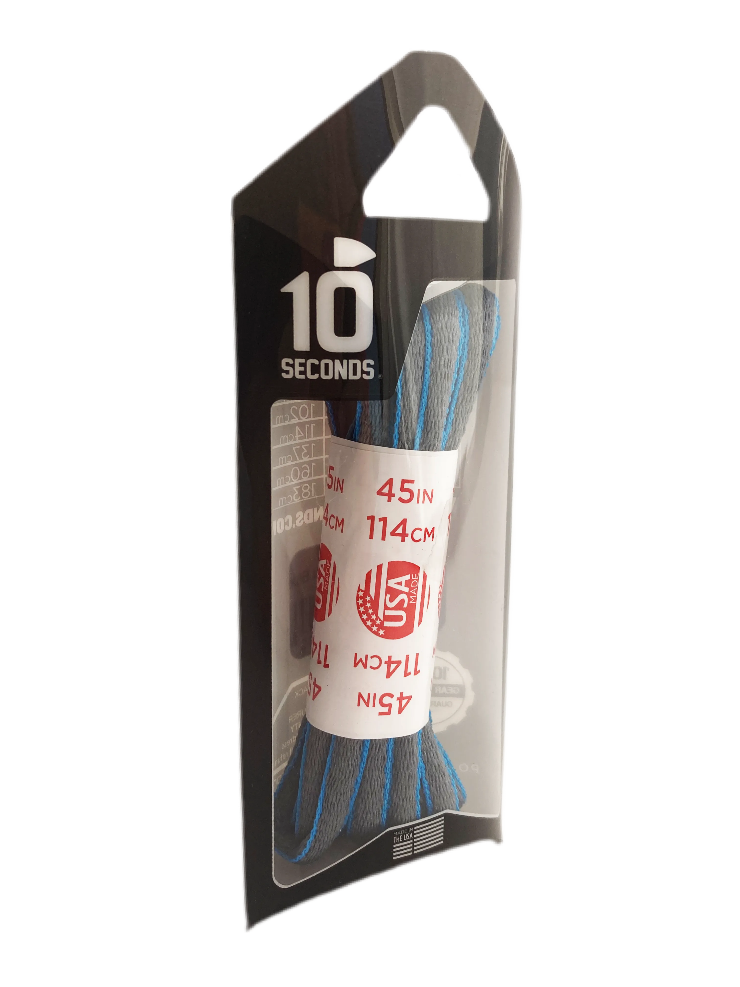 10 Seconds ® Athletic Oval Laces | Grey/Neon Blue Piping