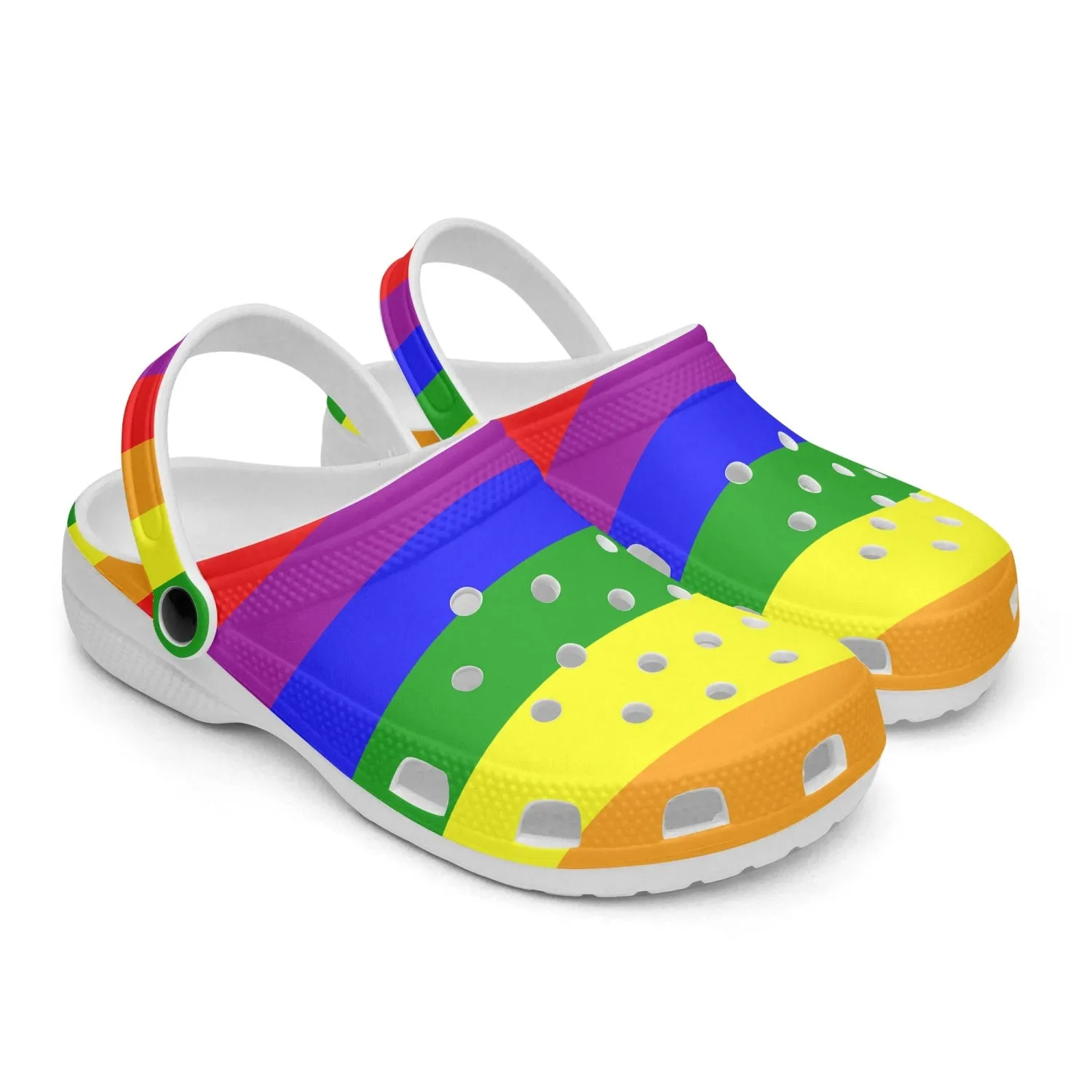 65 MCMLXV Unisex LGBT Rainbow Flag Printed Clogs