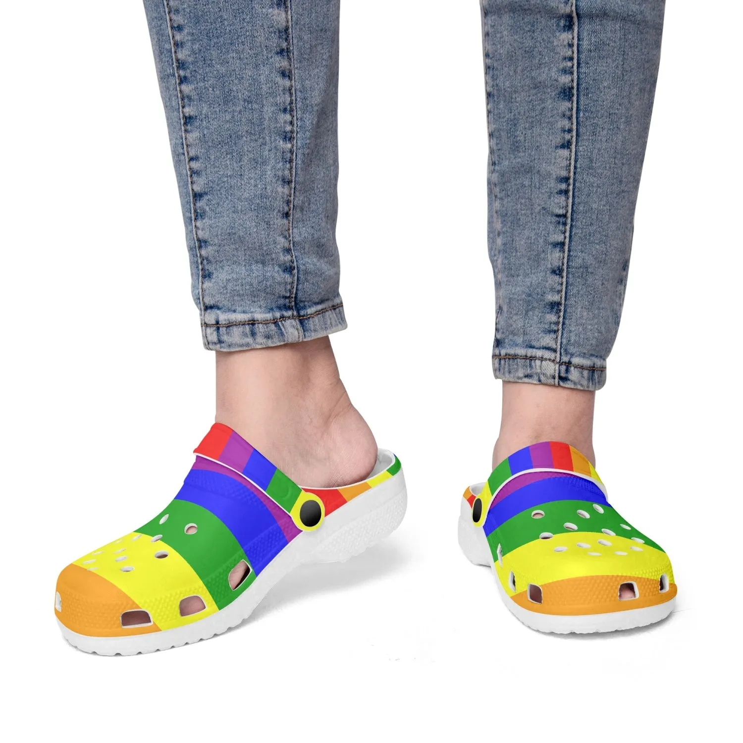 65 MCMLXV Unisex LGBT Rainbow Flag Printed Clogs