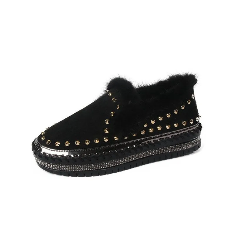 A Foot Pedal Thick-soled Casual Plus Hair Women’s Shoes Summer Autumn New Rivet Lazy Shoes Love Network Red Shoes Loose Cake