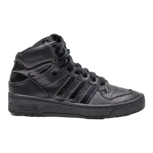 ADIDAS High Top Trainers Black Leather Womens UK 4.5