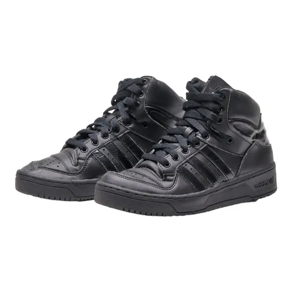 ADIDAS High Top Trainers Black Leather Womens UK 4.5