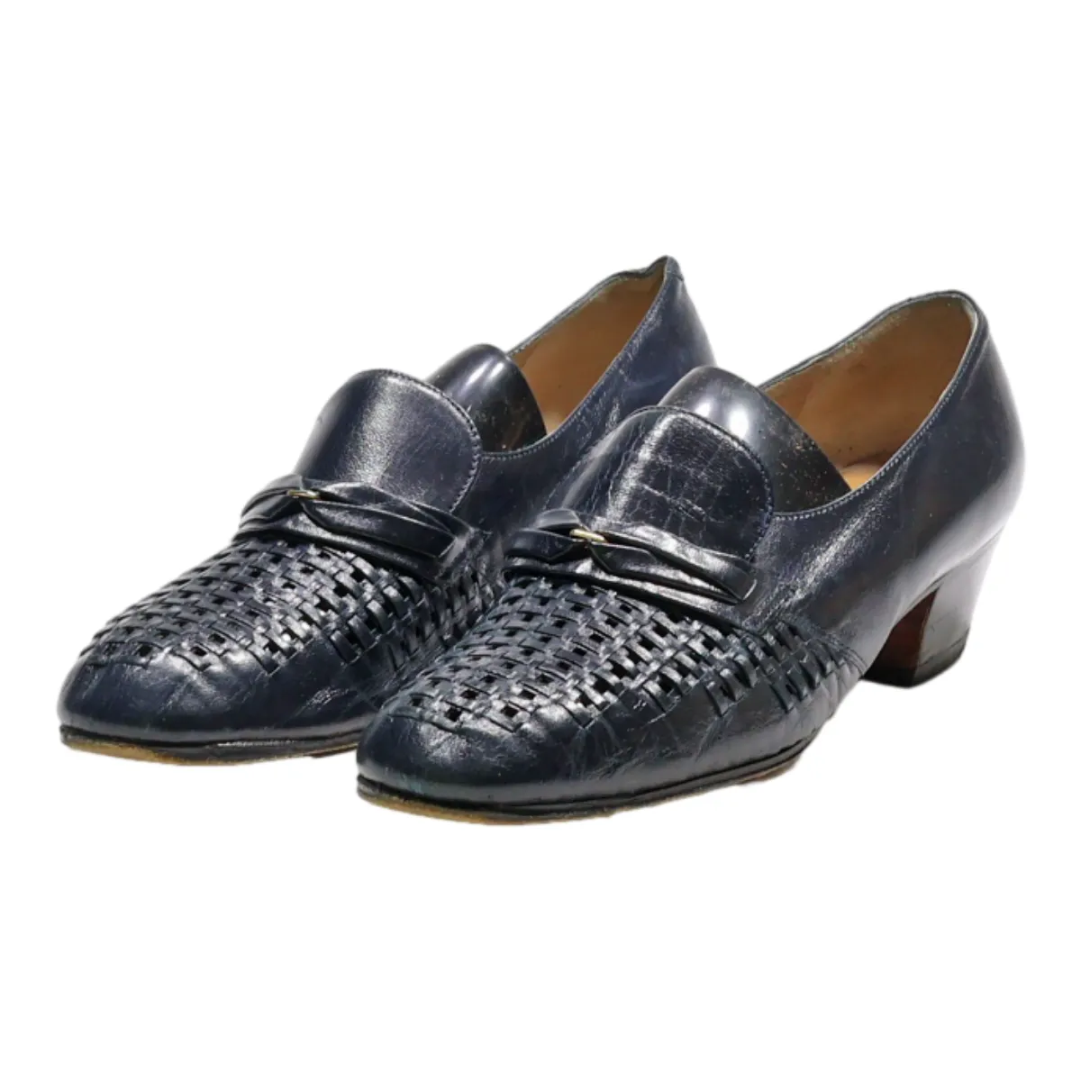 ALEXANDRIA Loafer Shoes Blue Leather Womens UK 3.5