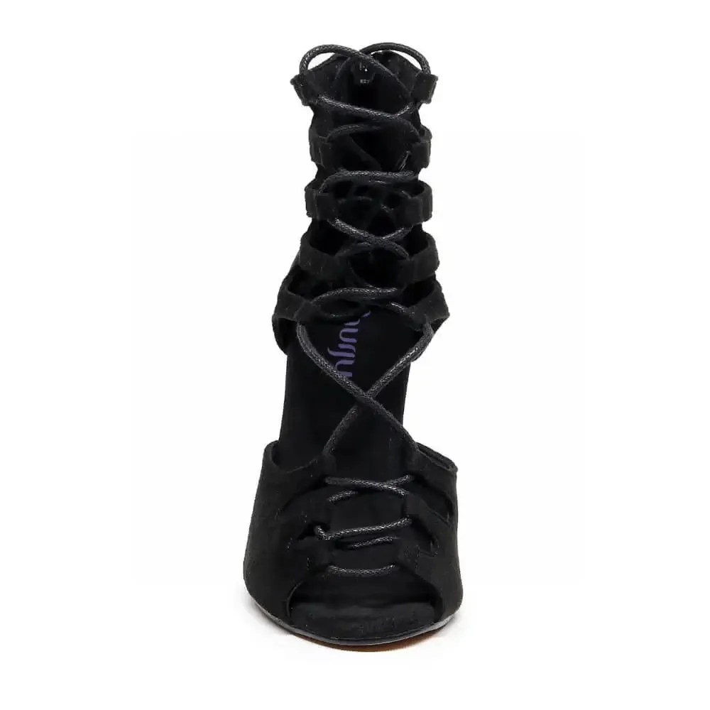 Amalia Adjustable Lace-Up Open-Toe Latin Dance Sandals (Street Sole)