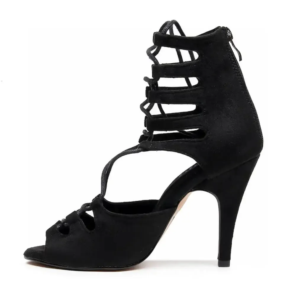 Amalia Adjustable Lace-Up Open-Toe Latin Dance Sandals (Street Sole)