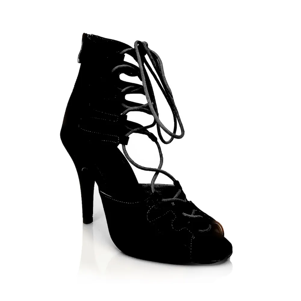 Amalia Adjustable Lace-Up Open-Toe Latin Dance Sandals (Street Sole)
