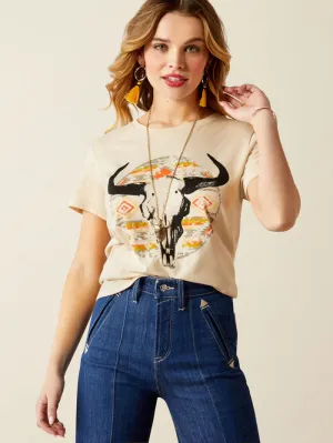 Ariat 10054039 Womens Longhorn Watercolor T-Shirt Natural