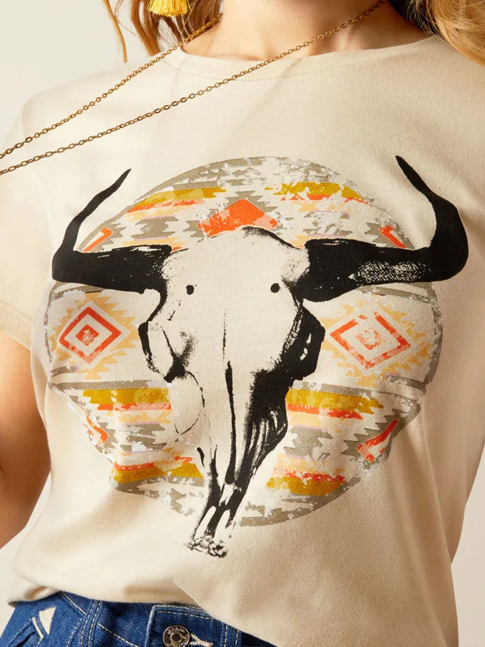 Ariat 10054039 Womens Longhorn Watercolor T-Shirt Natural
