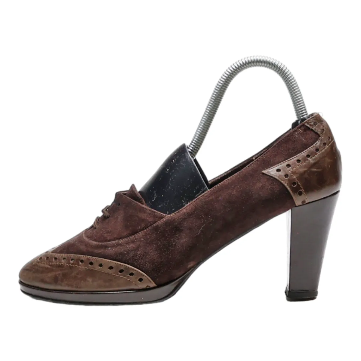 ARMANDO PUCCI Brogue Pump Heels Brown Leather Womens UK 5.5