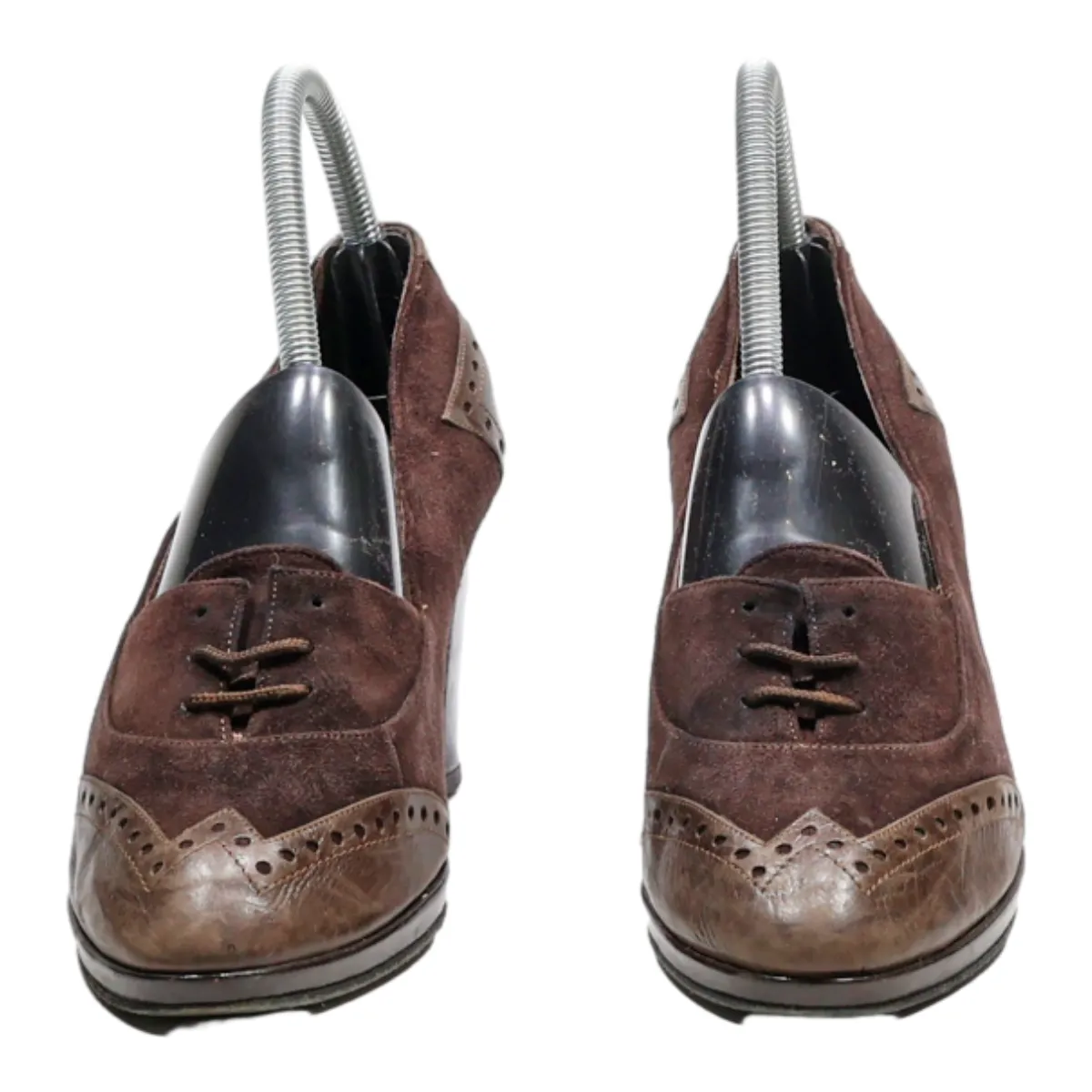 ARMANDO PUCCI Brogue Pump Heels Brown Leather Womens UK 5.5