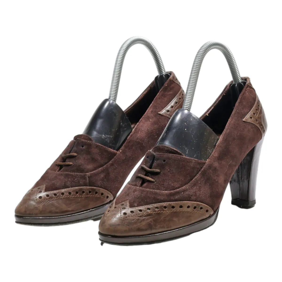 ARMANDO PUCCI Brogue Pump Heels Brown Leather Womens UK 5.5