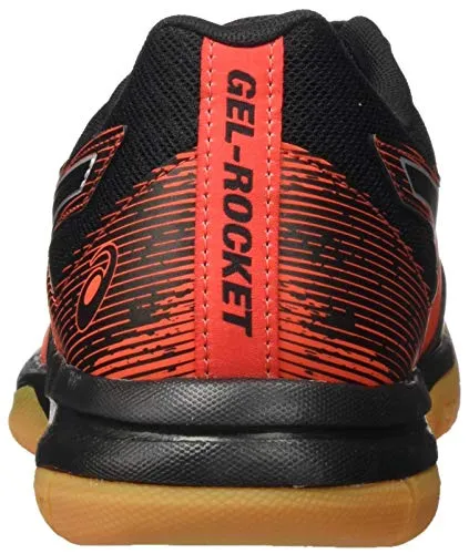 ASICS Men's Gel-Rocket 9 Black/Fiery Red Leather Indoor Court Shoes-11 UK (46.5 EU) (12 US) (1071A030)