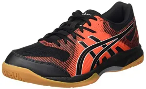 ASICS Men's Gel-Rocket 9 Black/Fiery Red Leather Indoor Court Shoes-11 UK (46.5 EU) (12 US) (1071A030)