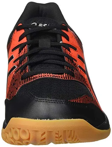 ASICS Men's Gel-Rocket 9 Black/Fiery Red Leather Indoor Court Shoes-11 UK (46.5 EU) (12 US) (1071A030)