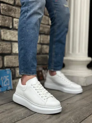 BA0547 BOA Thick High Sole White Lace-Up Sports Men's Shoes