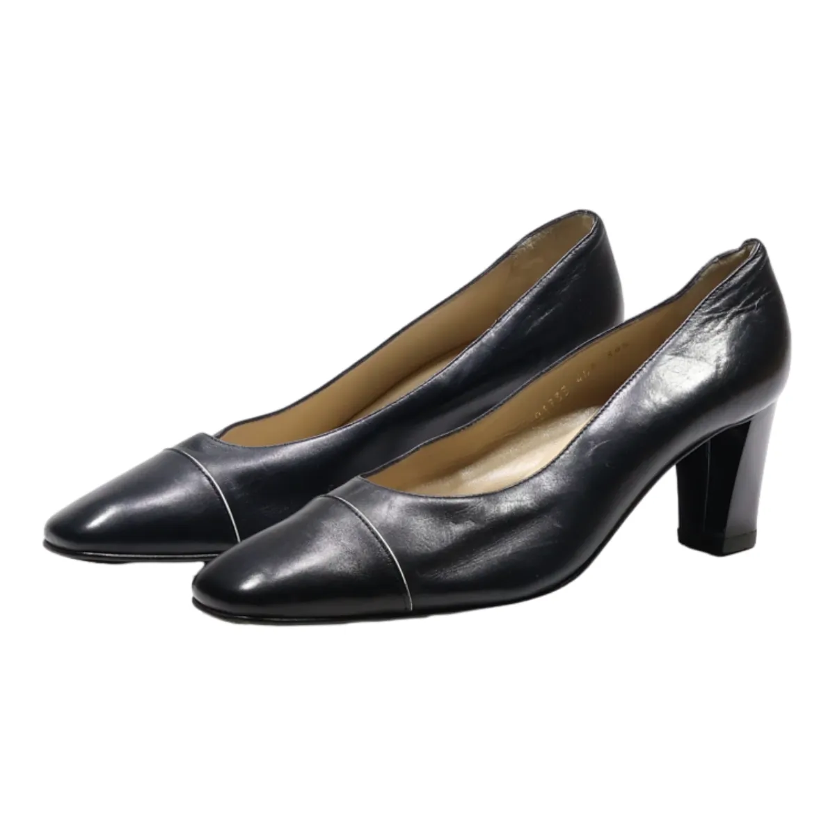 BALDININI Court Heels Black Leather Womens UK 6.5
