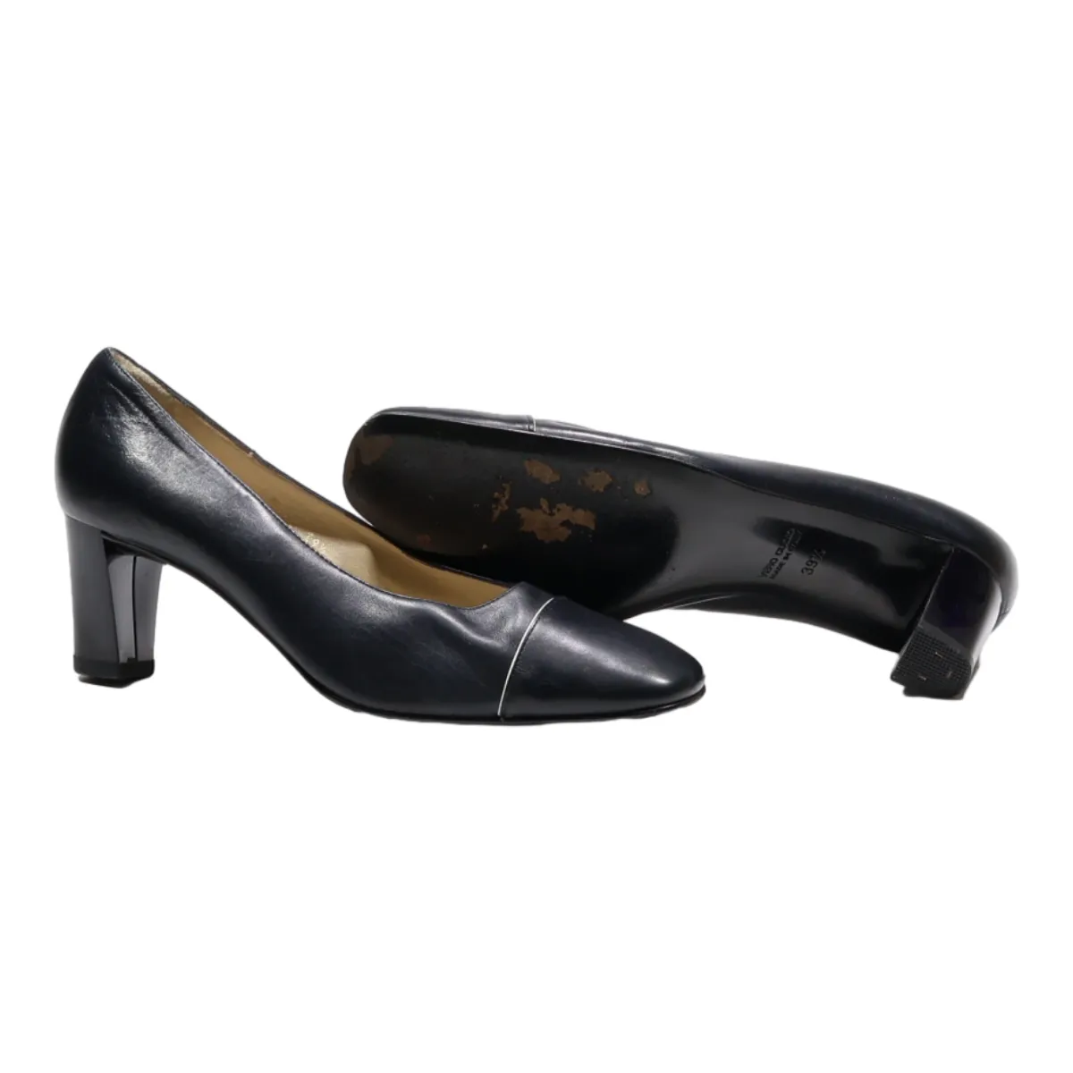 BALDININI Court Heels Black Leather Womens UK 6.5