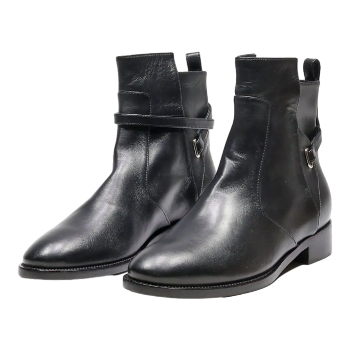 BALENCIAGA Ankle Boots Black Leather Womens UK 4