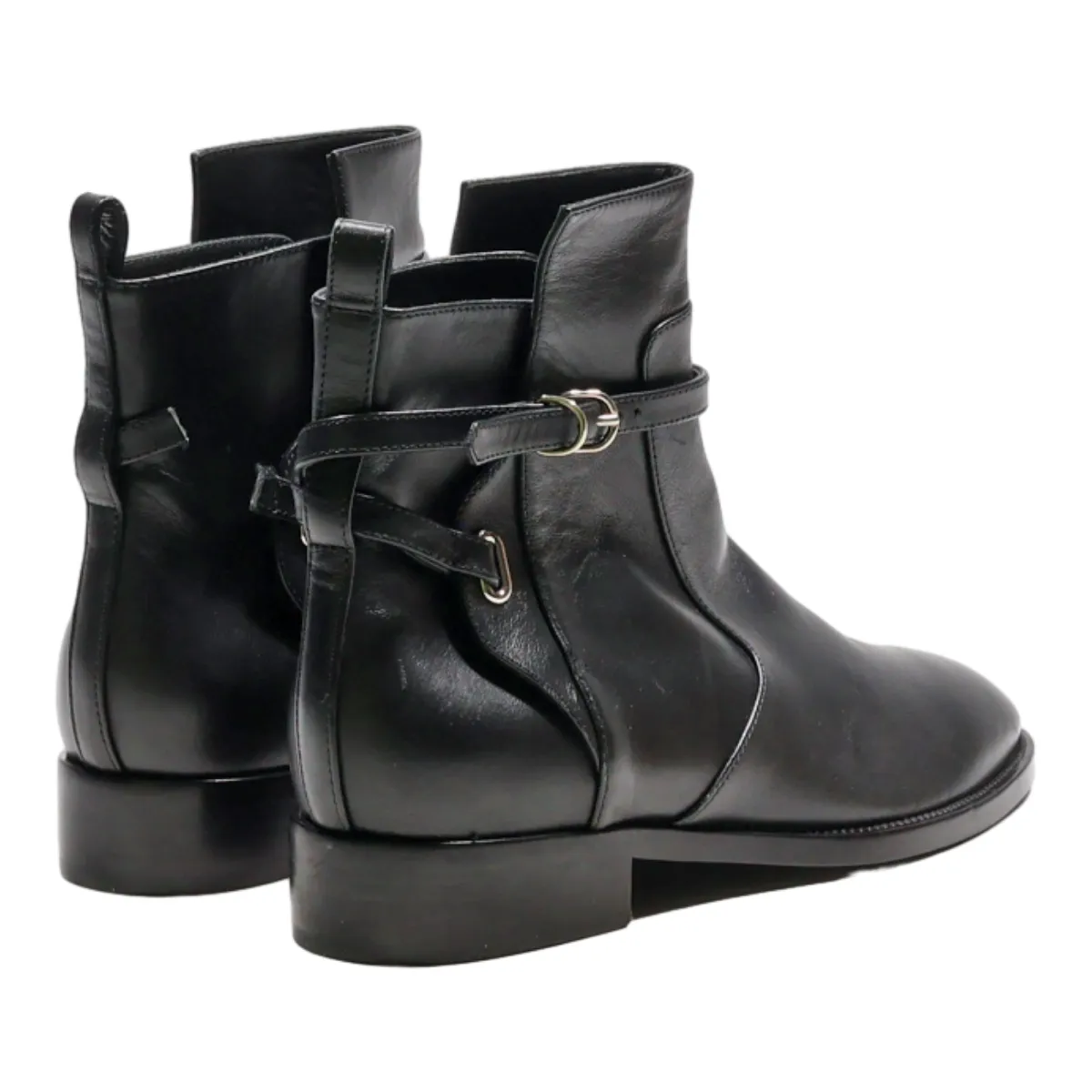 BALENCIAGA Ankle Boots Black Leather Womens UK 4