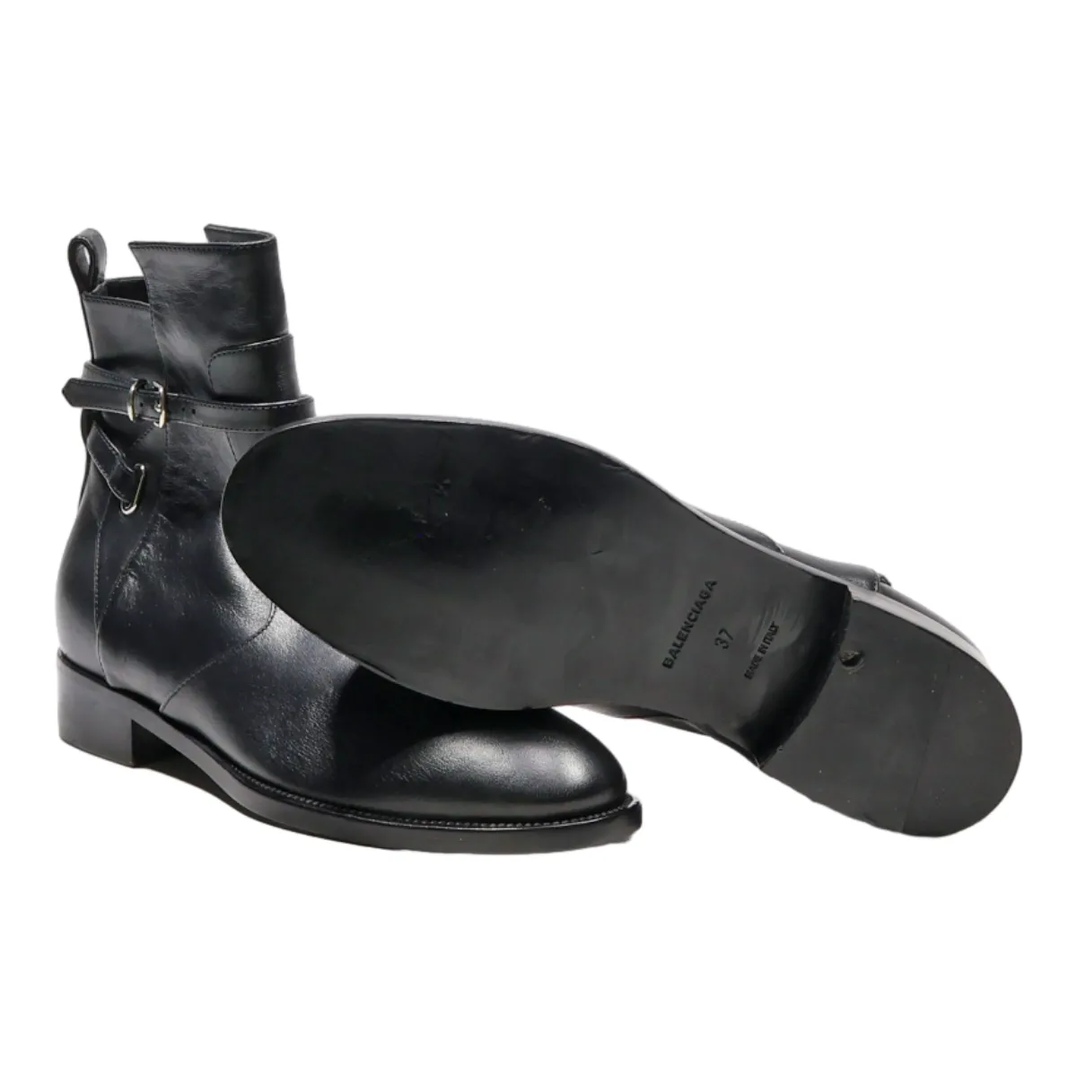 BALENCIAGA Ankle Boots Black Leather Womens UK 4