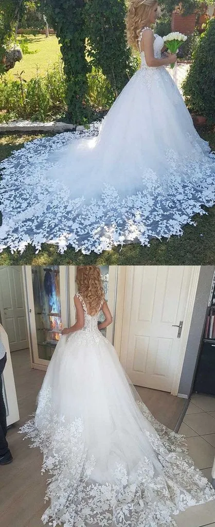 Ball Gown Tulle Wedding Dresses 2019, Romantic Bridal Dress With Appliques PFW0028