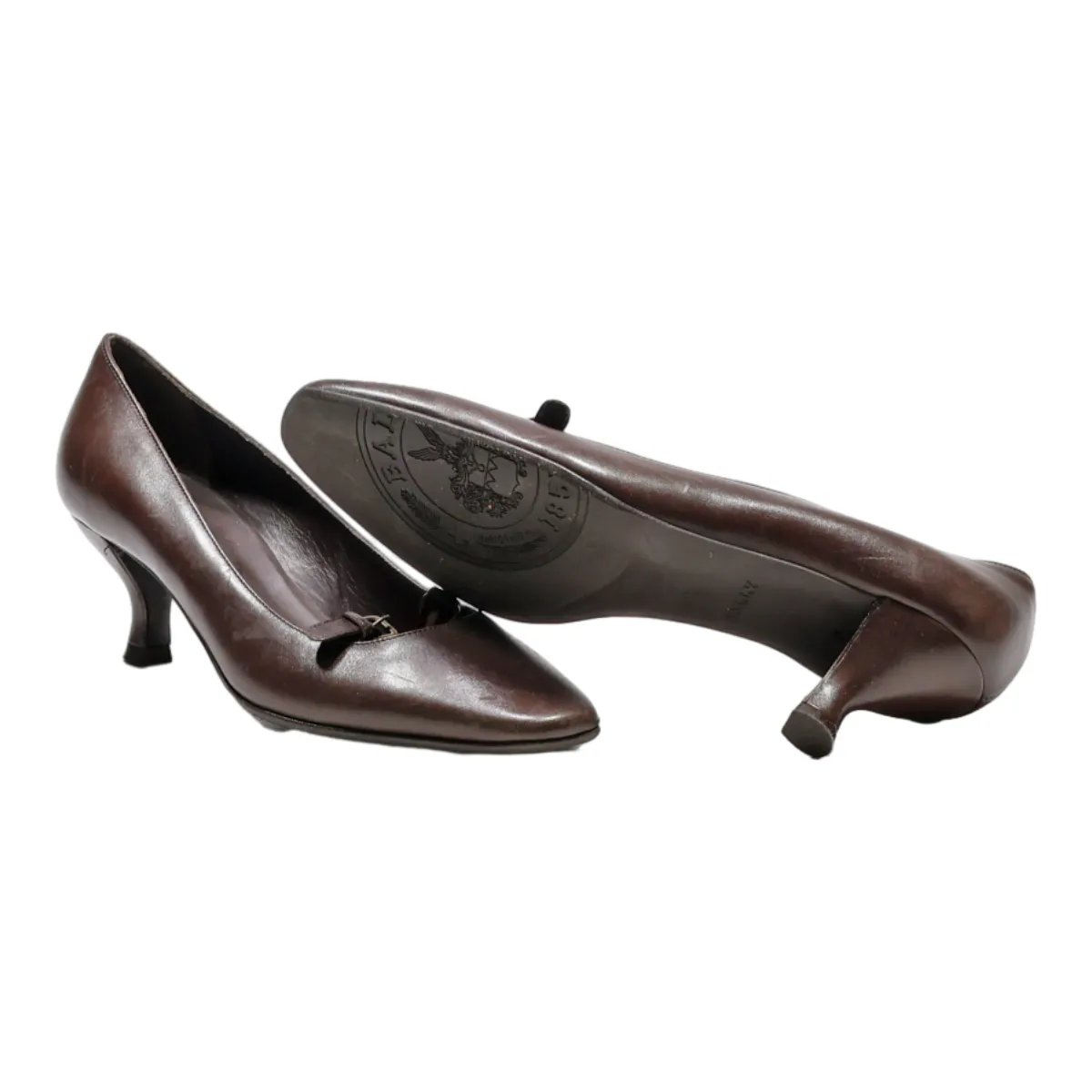 BALLY Court Heels Brown Synthetic Womens UK 1.5