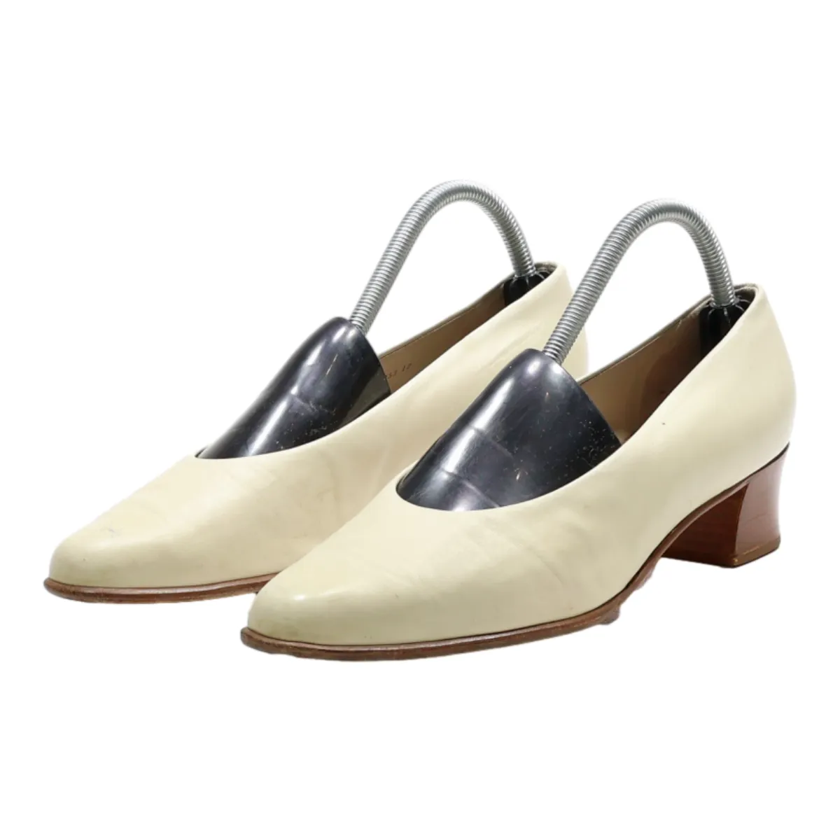 BALLY Court Heels Cream Synthetic Womens UK 7.5