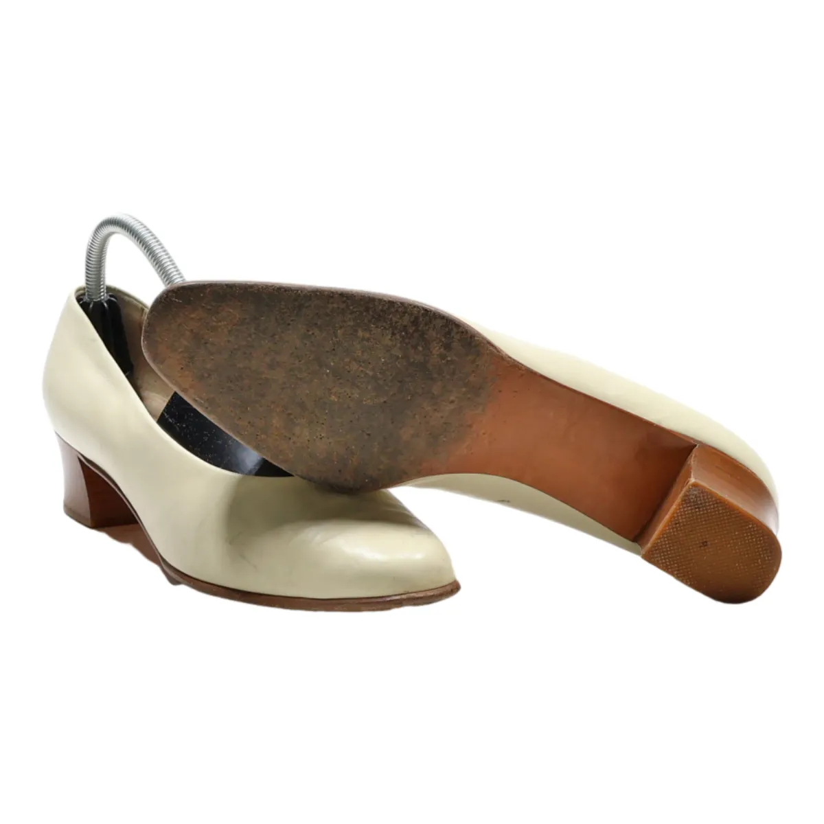 BALLY Court Heels Cream Synthetic Womens UK 7.5