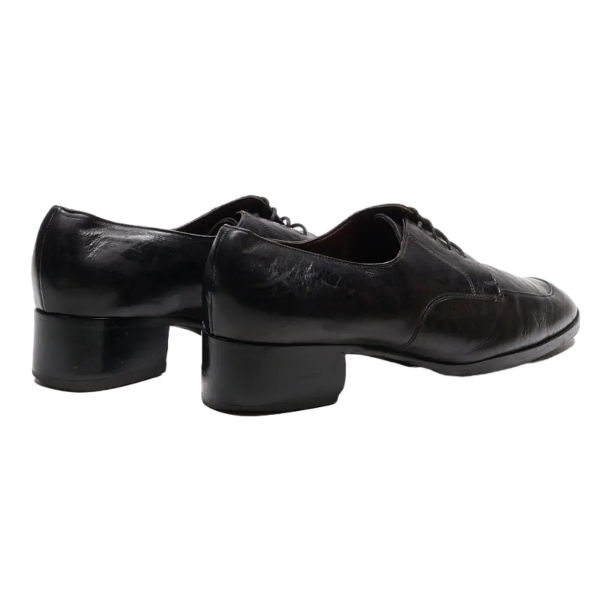BALLY Derby Shoes Black Leather Womens UK 6.5