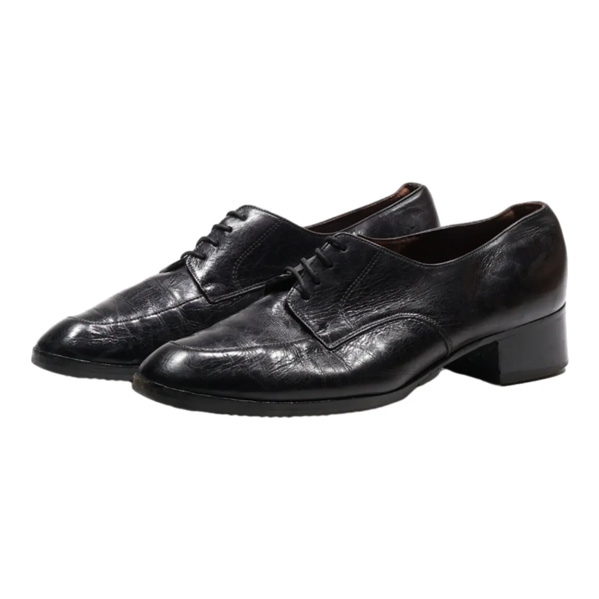 BALLY Derby Shoes Black Leather Womens UK 6.5