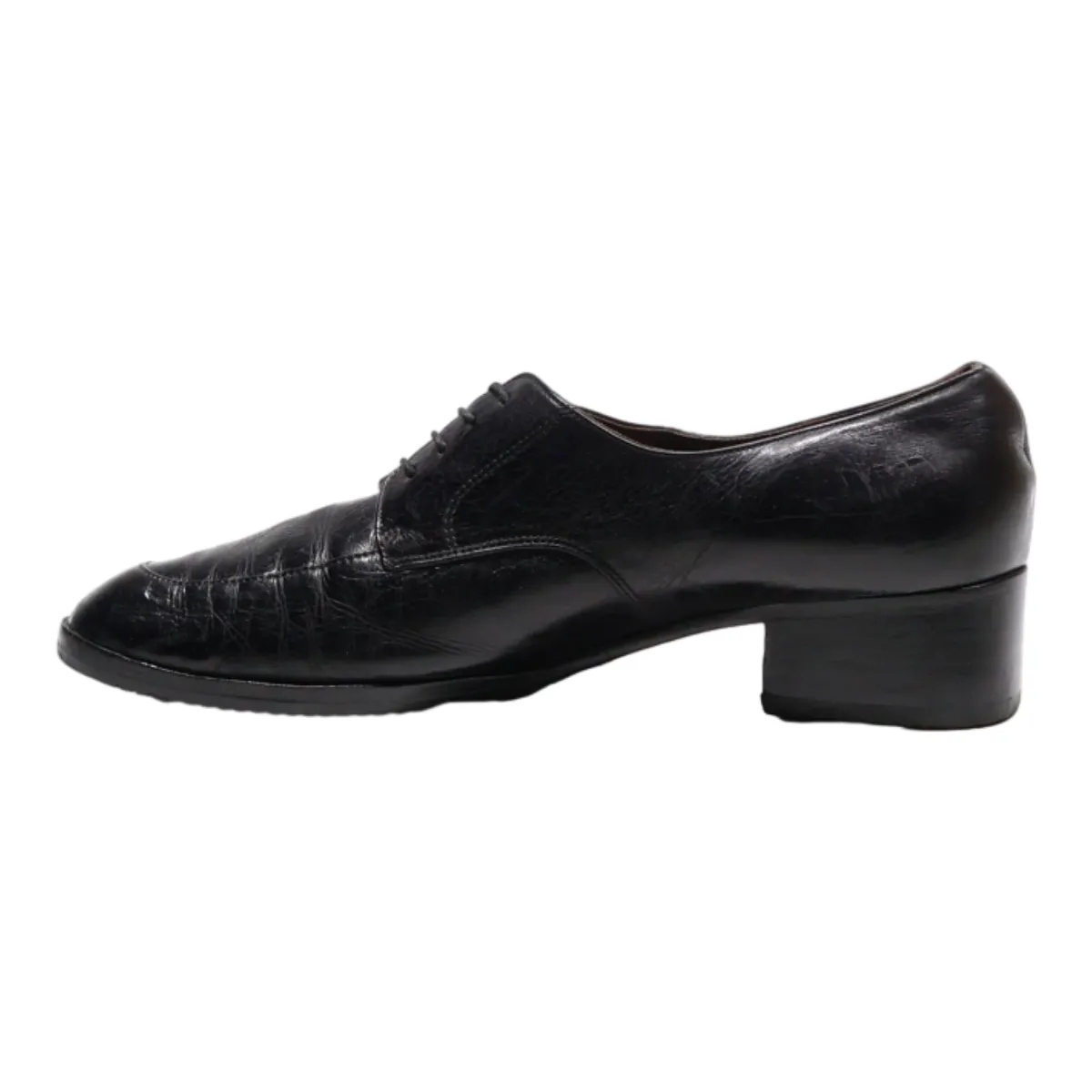 BALLY Derby Shoes Black Leather Womens UK 6.5