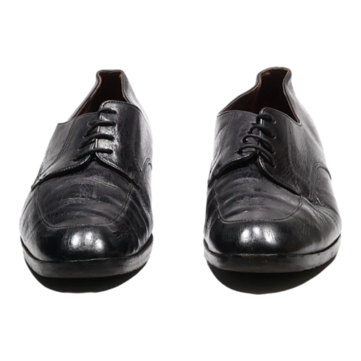 BALLY Derby Shoes Black Leather Womens UK 6.5