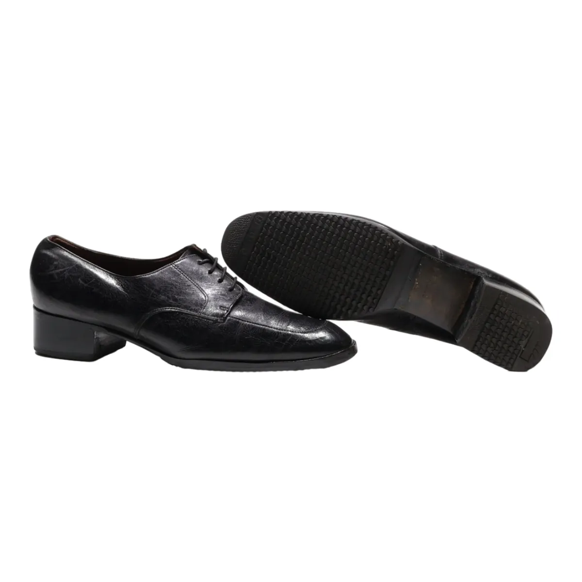 BALLY Derby Shoes Black Leather Womens UK 6.5