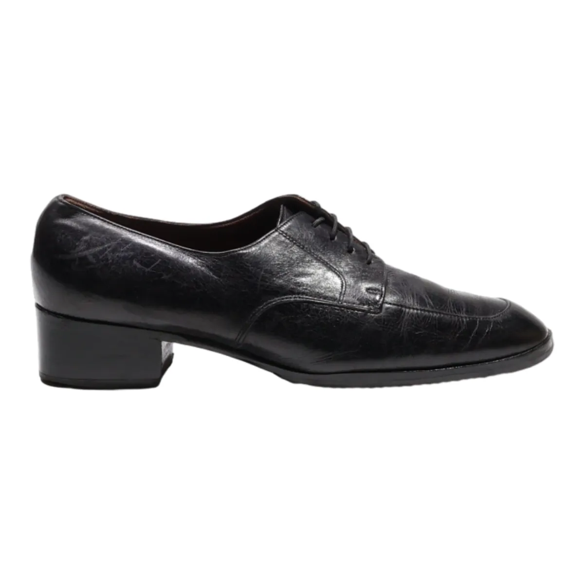 BALLY Derby Shoes Black Leather Womens UK 6.5