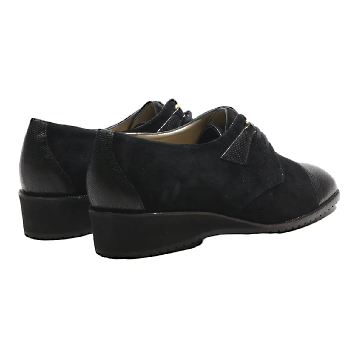 BALLY Derby Shoes Black Suede Womens UK 5