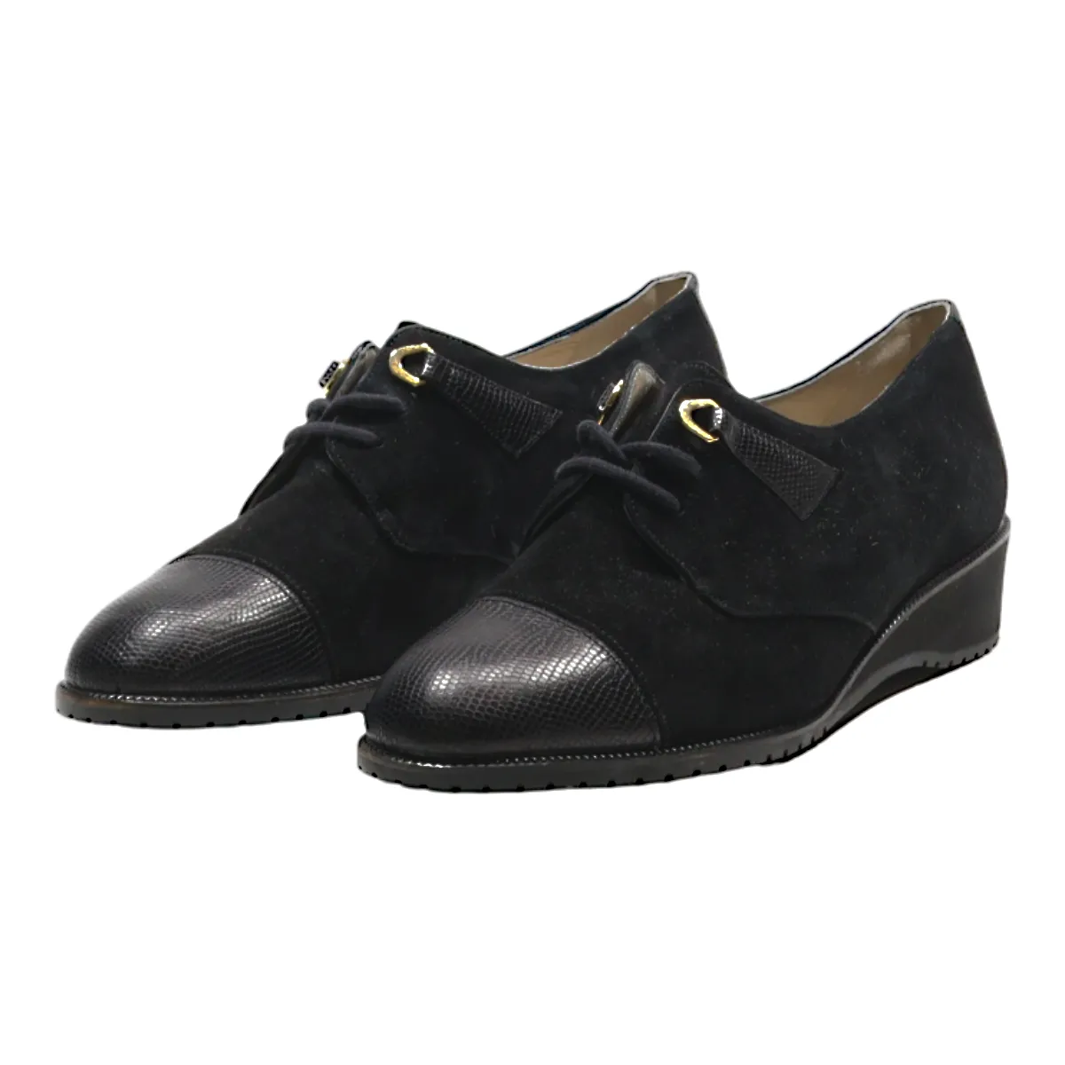 BALLY Derby Shoes Black Suede Womens UK 5