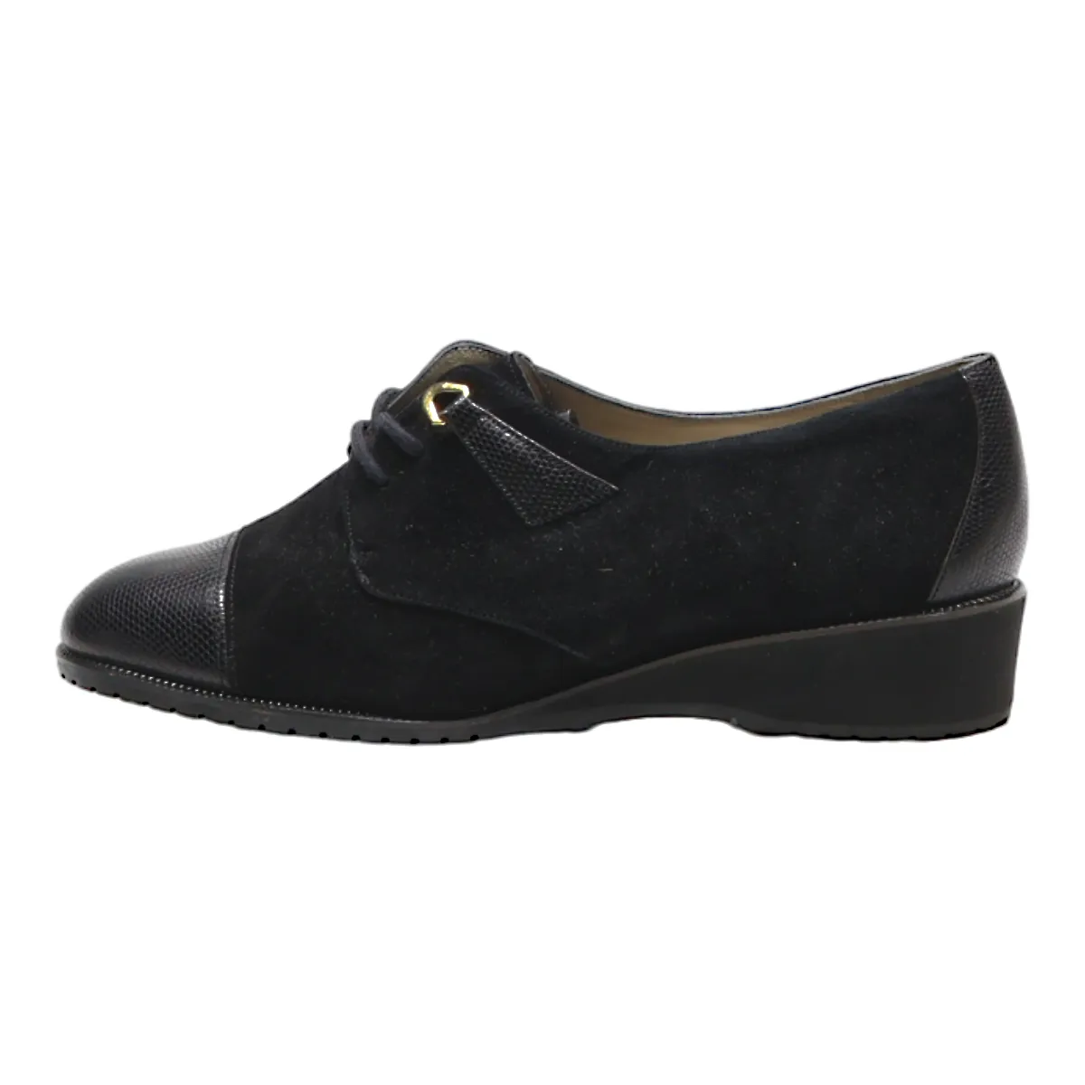 BALLY Derby Shoes Black Suede Womens UK 5