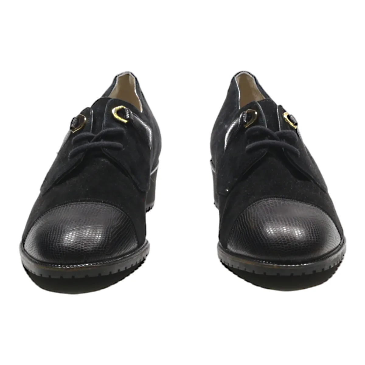 BALLY Derby Shoes Black Suede Womens UK 5