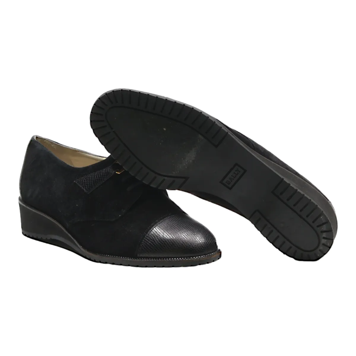 BALLY Derby Shoes Black Suede Womens UK 5