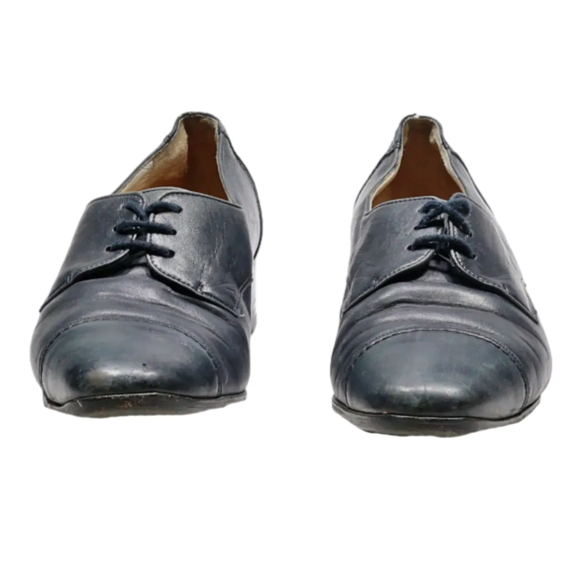 BALLY Derby Shoes Blue Leather Womens UK 2.5