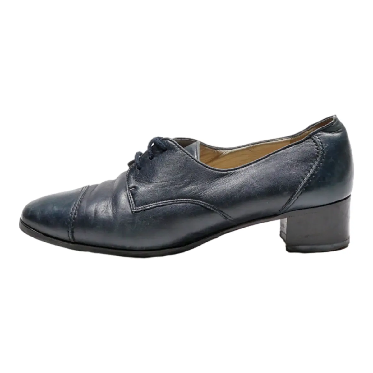BALLY Derby Shoes Blue Leather Womens UK 2.5