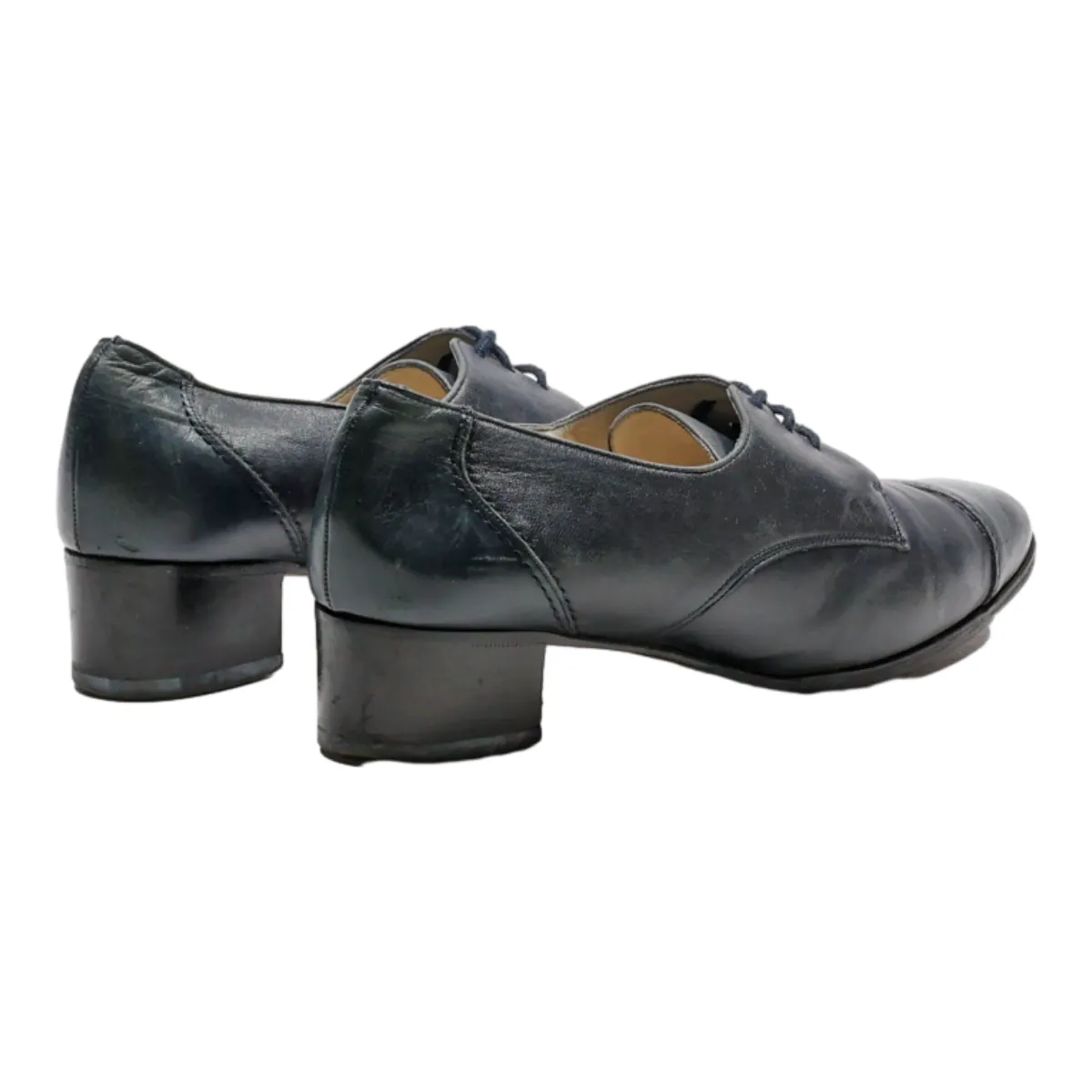 BALLY Derby Shoes Blue Leather Womens UK 2.5
