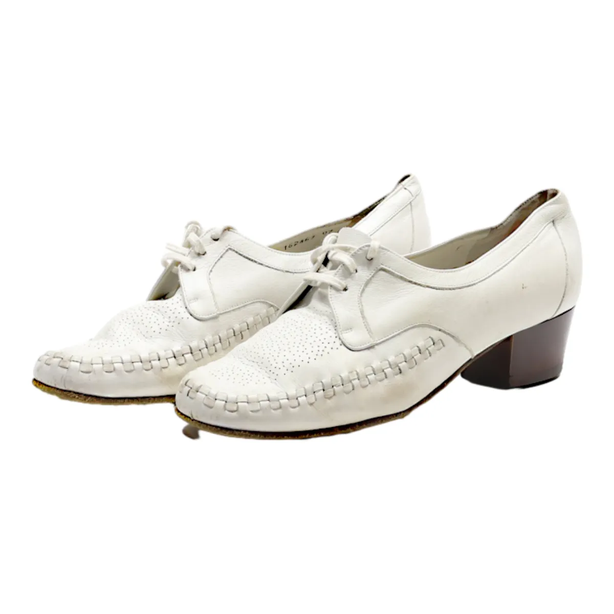BALLY Heeled Derby Shoes White Leather Womens UK 4.5