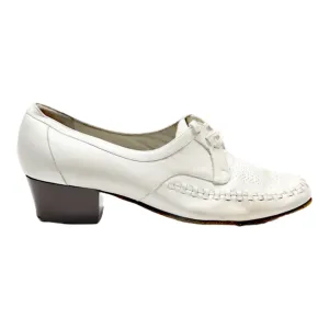 BALLY Heeled Derby Shoes White Leather Womens UK 4.5