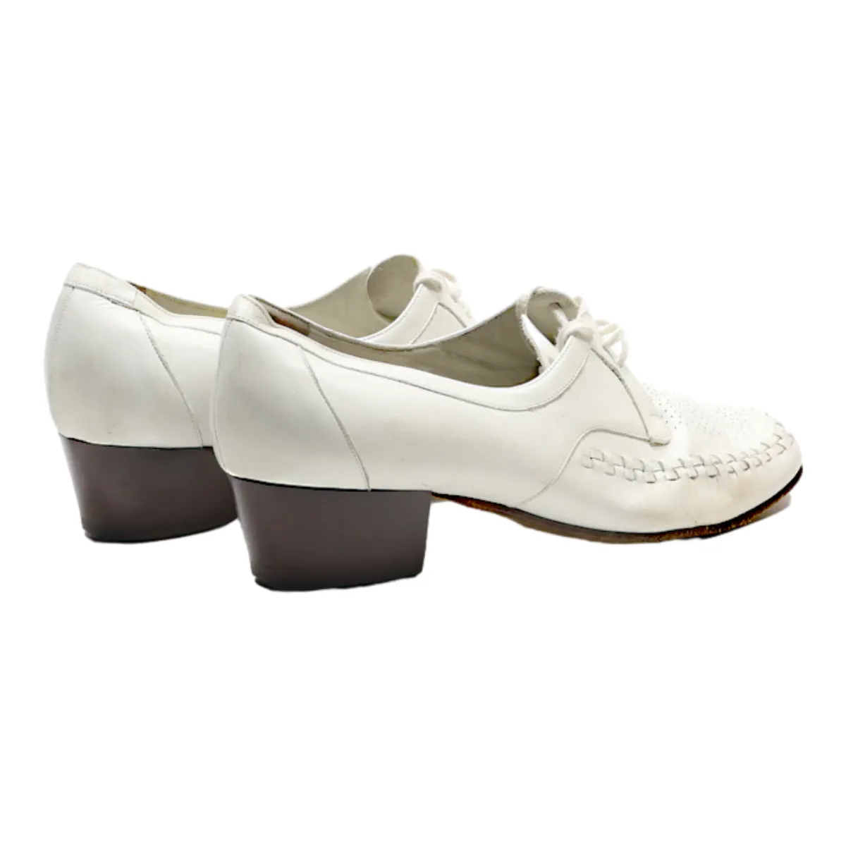 BALLY Heeled Derby Shoes White Leather Womens UK 4.5