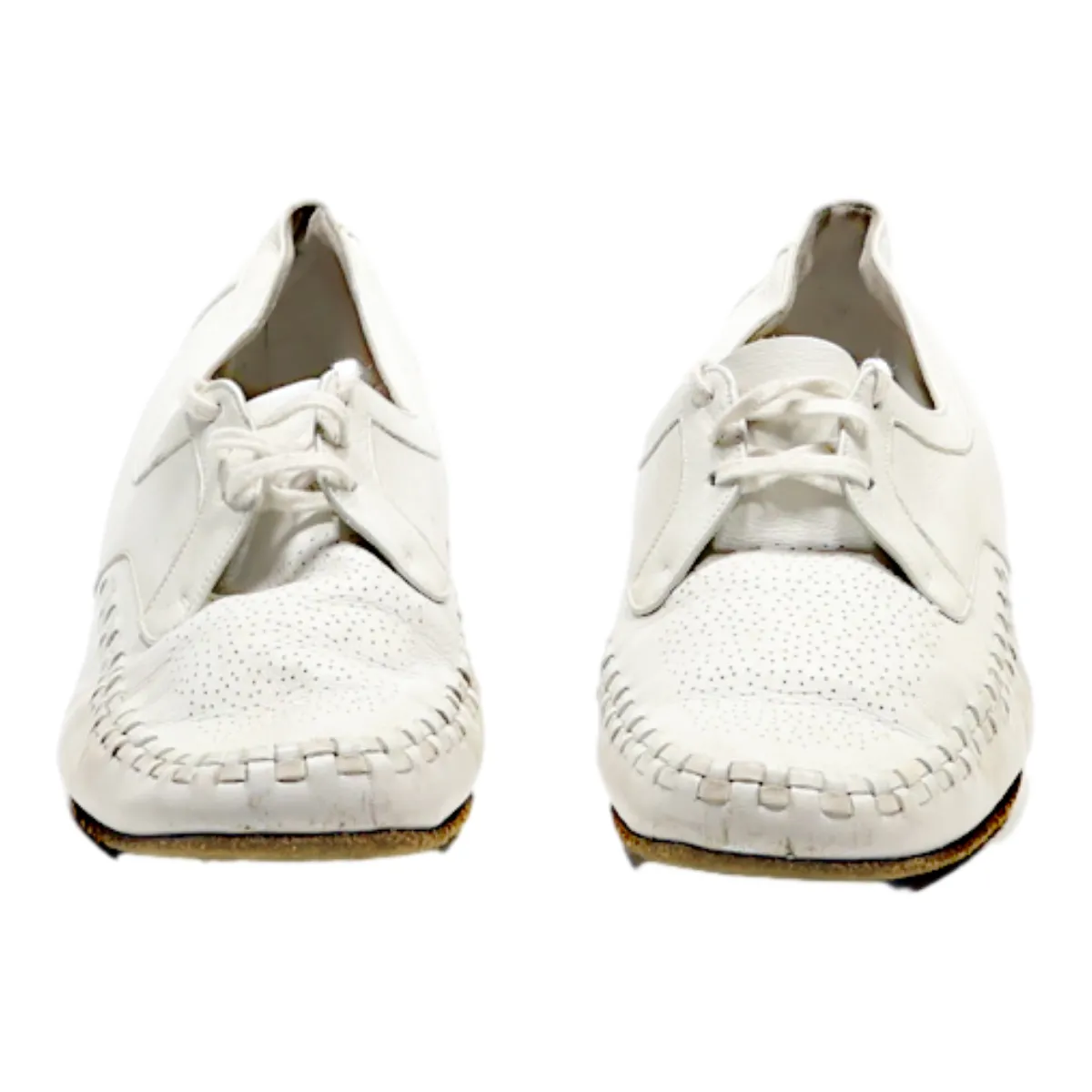 BALLY Heeled Derby Shoes White Leather Womens UK 4.5