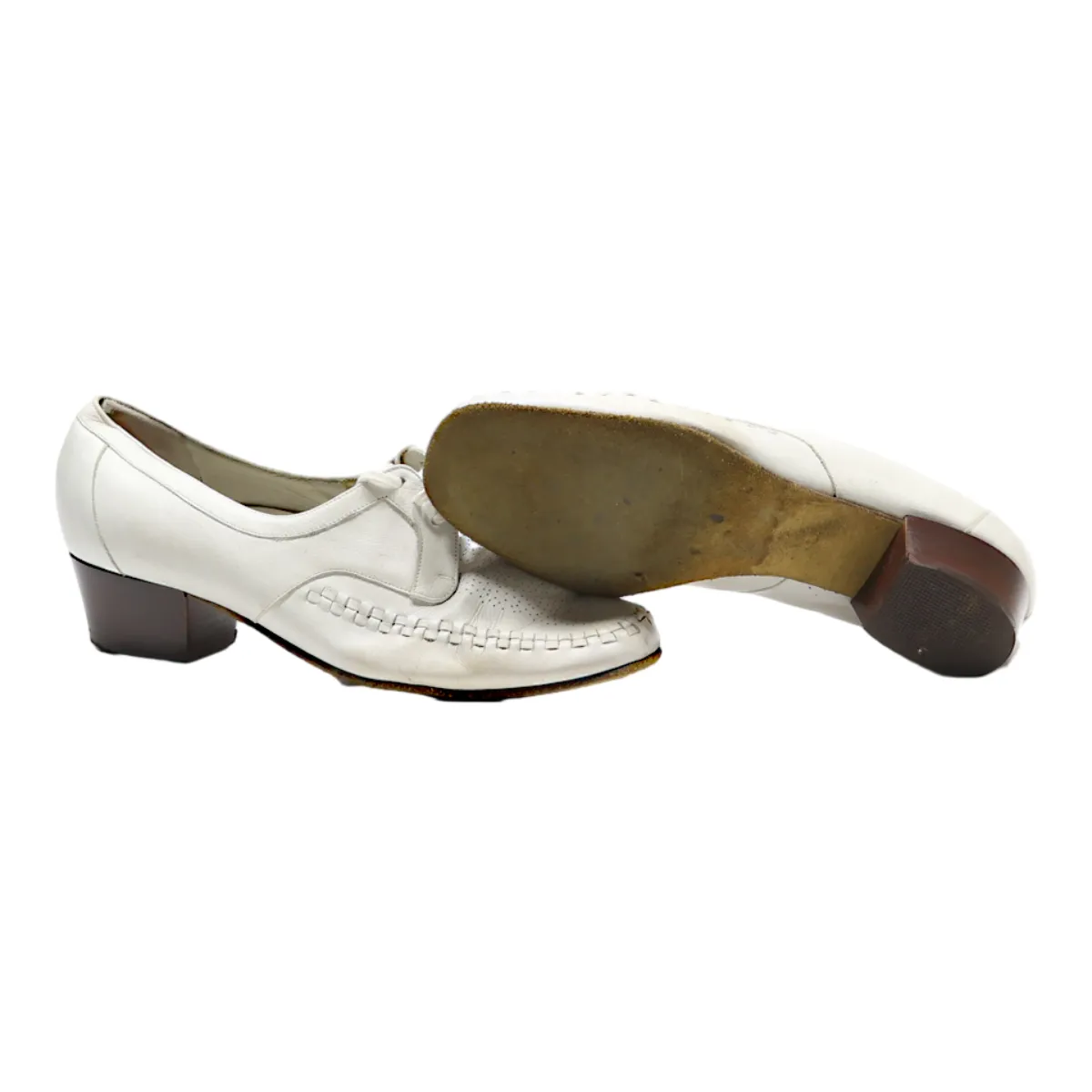 BALLY Heeled Derby Shoes White Leather Womens UK 4.5