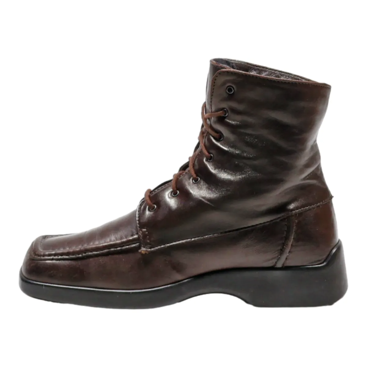 BALLY Lace-Up Boots Brown Leather Womens UK 3