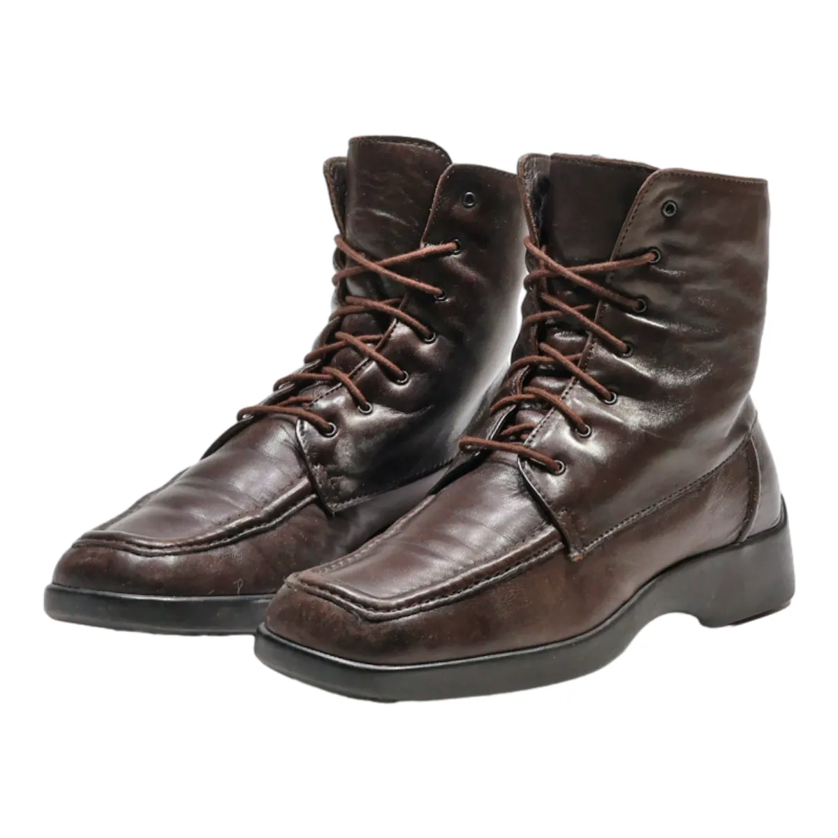 BALLY Lace-Up Boots Brown Leather Womens UK 3