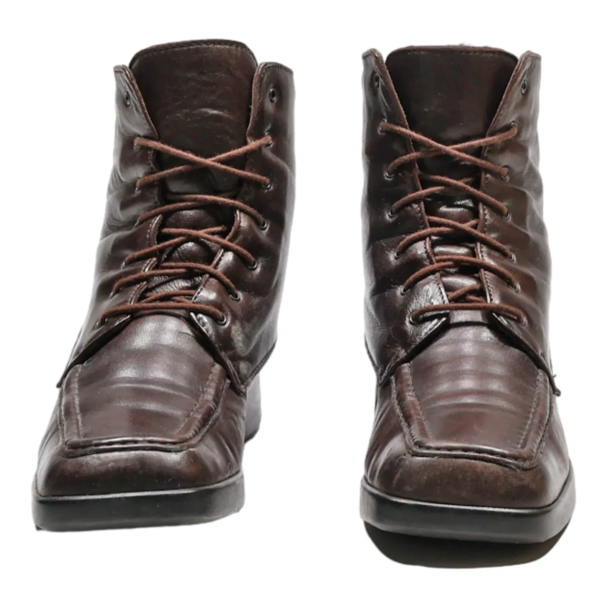 BALLY Lace-Up Boots Brown Leather Womens UK 3